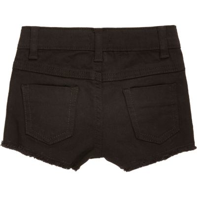 Mini girls black frayed denim shorts